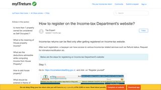 How to register on the Income-tax Department's website? – myITreturn ...
