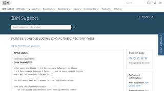 IBM IV35781: CONSOLE LOGIN USING ACTIVE DIRECTORY FAILS ...