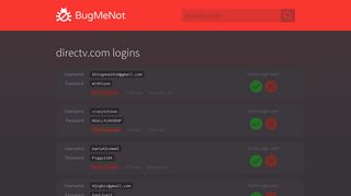 directv.com passwords - BugMeNot
