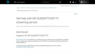 Get Help With NFLSUNDAYTICKET.TV Streaming Service ... - AT&T