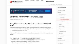 DIRECTV NOW TV Everywhere Apps – The Streamable
