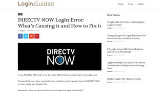 DIRECTV NOW Login Error: What's Causing it and How to Fix it ...