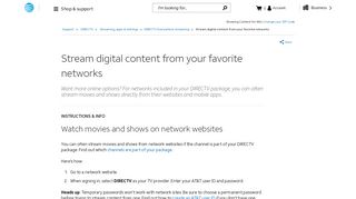 Stream Network Programming Online - DIRECTV Support - AT&T