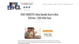 AT&T DIRECTV Best Bundle Deal Now $75/mo + $250 VISA Card