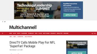 DirecTV Calls Mobile Play For NFL 'SuperFan' Package - Multichannel
