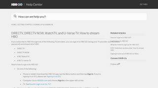 DIRECTV, DIRECTV NOW, WatchTV, and U-Verse TV: How ... - HBO GO