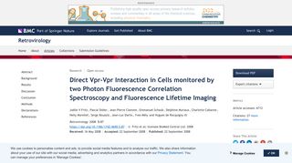 Direct Vpr-Vpr Interaction in Cells monitored by two ... - Retrovirology