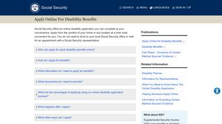 Apply Online for Disability Benefits - Social Security