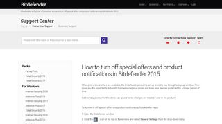 How to turn off special offers and product notifications in Bitdefender ...
