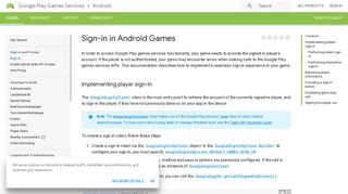 Sign-in in Android Games | Play Games Services for Android | Google ...