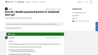 how do i disable password protect in windows8 start up ...