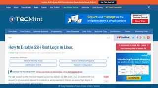 How to Disable SSH Root Login in Linux - Tecmint