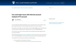 Cox auto-login issue with Internet account instead of TV account – Pac ...