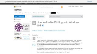 How to disable PIN logon in Windows 10? - Microsoft