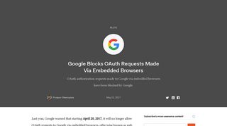Google Blocks OAuth Requests Made Via Embedded Browsers - Auth0