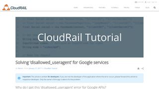 Tutorial: Solve 'disallowed_useragent' Error for Google APIs - CloudRail