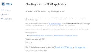Checking status of FEMA application | FEMA.gov