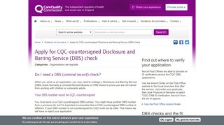 Apply for a DBS (criminal record) check | Care Quality Commission