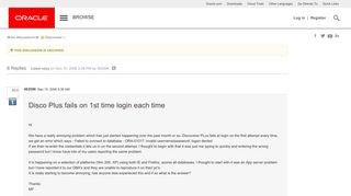 Disco Plus fails on 1st time login each time | Oracle Community