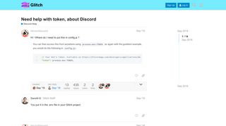 Need help with token, about Discord - Glitch Support