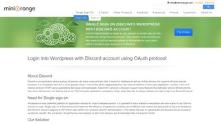 Single Sign On (SSO) into Wordpress with Discord Account - miniOrange