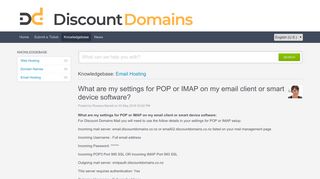 What are my settings for POP or IMAP on my email client or smart ...