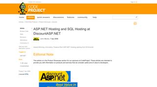ASP.NET Hosting and SQL Hosting at DiscountASP.NET - CodeProject