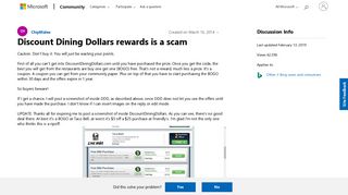 Discount Dining Dollars rewards is a scam - Microsoft Community