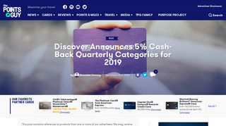 Discover Announces 5% Cash-Back Quarterly Categories for 2019