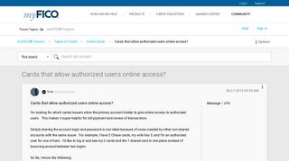 Cards that allow authorized users online access? - myFICO® Forums ...