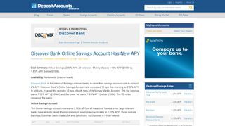 Discover Bank Online Savings Account Has New APY