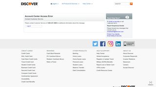 Discover Card: Account Center Access Error