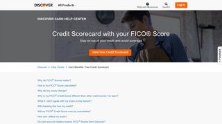 Credit Scorecard with your FICO® Score FAQs | Discover