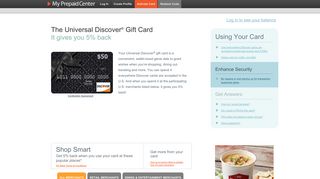The Universal Discover ® Gift Card - MyPrepaidCenter.com