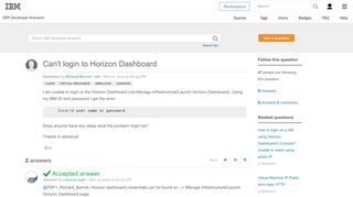 Can't login to Horizon Dashboard - IBM Developer Answers