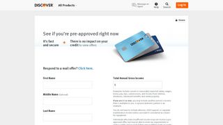 Credit Card Pre-Approval Form | Discover