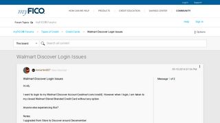Walmart Discover Login Issues - myFICO® Forums - 3101198