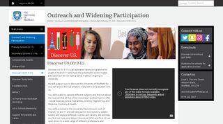 Discover US (Yr 9-11) - Secondary Schools (11-16) - Outreach and ...
