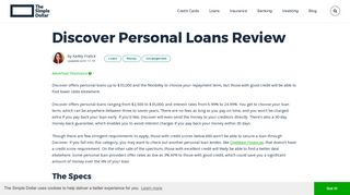 Discover Personal Loans Review - The Simple Dollar