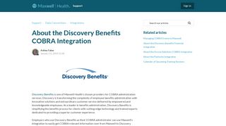 About the Discovery Benefits COBRA Integration – Support