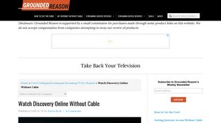 Watch Discovery Online Without Cable | Grounded Reason