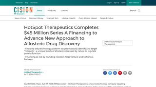 HotSpot Therapeutics Completes $45 Million Series A Financing to ...