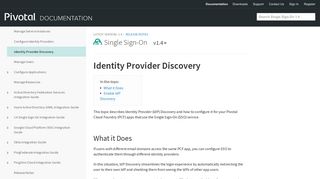 Identity Provider Discovery | Pivotal Docs