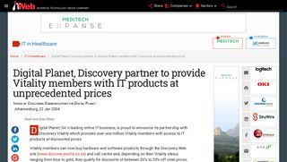 Digital Planet, Discovery partner to provide Vitality members with IT ...
