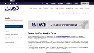 Access the New Benefits Portal - Dallas ISD