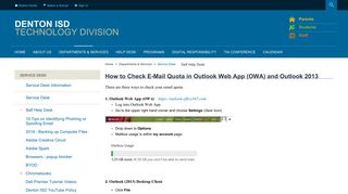 Service Desk / Email Size in Outlook / Office 365 - Denton ISD