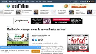 Red Lobster changes menu to re-emphasize seafood - Business ...