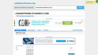 dishnetwork.etadirect.com at WI. DNS Portal Login - Website Informer