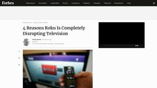 4 Reasons Roku Is Completely Disrupting Television - Forbes