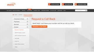 Request Instant Call Back - Dish TV